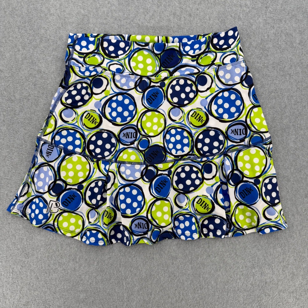 Bella Bella Sports Skort Womens Large Blue Green Dink Pickleball Polka Dot Skirt